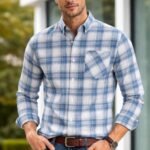 Men’s Blue White Checked Casual Shirt | Stylish Slim Fit Cotton Check Shirt for Men