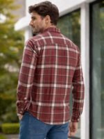 Men’s Rust Brown Checked Casual Shirt | Stylish Slim Fit Cotton Check Shirt for Men - Image 4