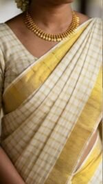 Triple Checked Cotton Blend Saree for Women| Stylish Saree on ZoomMart - Image 3