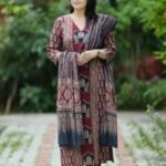 Women Maroon Printed Kurta Set with Dupatta | Ethnic Traditional Wear Suit