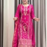 Women’s Purple Pink Printed Kurta Set with Dupatta | Ethnic Wear Straight Kurti Pant Set for Women