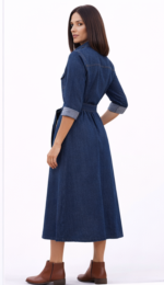 Women’s Denim Shirt Dress with Belt | Casual Midi Western Wear - Image 2