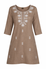 Rayon Embroidered Knee Length Top – 3/4 Sleeves Ethnic Wear for Women India | ZoomMart - Image 2