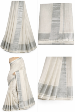 Silver Tissue Cotton Blend Saree for Women | Elegant Saree on ZoomMart - Image 3