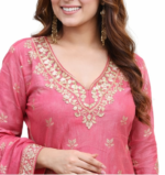 Women’s Pink Embroidered Kurta Sharara Set with Dupatta | Ethnic Festive Wear Suit - Image 6
