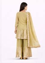 Women’s Mustard Yellow Peplum Kurta Palazzo Set with Dupatta | Embroidered Ethnic Party Wear Suit - Image 3
