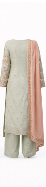 Women Pastel Green Embroidered Kurta Set with Dupatta | Designer Party Wear Ethnic Suit | Wedding & Festive Wear - Image 4
