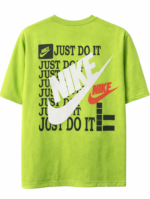 Men’s Green Printed Cotton T-Shirt with Front Logo & Back Graphic Design | Casual Round Neck Half Sleeve Tee - Image 3