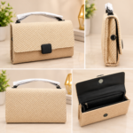 Beige Woven Handbag for Women – Stylish Handheld Clutch - Image 3
