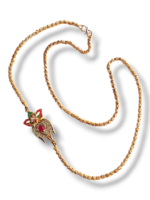 Women’s Elegant Side Locket Gold Chain with Ruby Floral Design | Lightweight Daily & Festive Jewellery