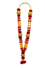 Thalapathi Vijay Malai | Traditional 4 Line TVK Malai | 40 Inch Artificial Garland | Red Yellow Gold Beads | VIP Welcome & Pooja Decoration