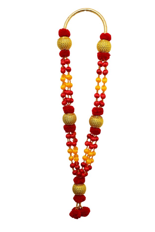 cropped-IMG_3944-copy-scaled-1.jpg Thalapathi Vijay Malai | Traditional 4 Line TVK Malai | 40 Inch Artificial Garland | Red Yellow Gold Beads | VIP Welcome & Pooja Decoration - Image 1