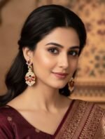 Elegant Red Stone Floral Drop Earrings | Gold Finish Crystal Earrings | Party & Ethnic Wear Jewellery for Women & Girls - Image 3