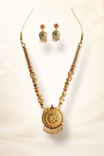 Mahalakshmi Antique Necklace Set | Temple Jewellery with Earrings | Bridal Gold Look Necklace | Traditional Ethnic Set