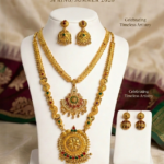Royal Temple Jewellery Combo Set | Antique Gold Necklace Set with Earrings | Bridal & Traditional Jewellery Set