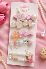 Slayo Pink Korean Hairpins Set of 5 for Girls | Cute Stylish Hair Accessories