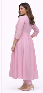Women Pink Anarkali Kurta Set with Dupatta | Embroidered Ethnic Wear Party & Festive Dress - Image 2