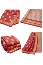 Antique Copper Minakari Khaddi Silk Saree – Earthy Elegance in Handcrafted Luxury - Image 5