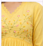 Women Yellow Anarkali Kurta Set with Dupatta | Floral Embroidered Ethnic Festive Wear - Image 5