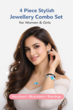 Blue Butterfly 4 in 1 Jewellery Combo Set | Pendant Necklace + 2 Bracelets + Earrings | Stylish Set for Women & Girls - Image 2