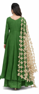 Women Mehendi Green Anarkali Gown with Designer Dupatta | Festive & Party Wear Ethnic Dress - Image 3