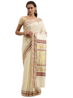 Peat Border Double Rich Pallu Cotton Blend Saree | Premium Saree on ZoomMart