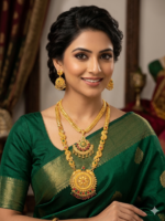 Royal Temple Jewellery Combo Set | Antique Gold Necklace Set with Earrings | Bridal & Traditional Jewellery Set - Image 5