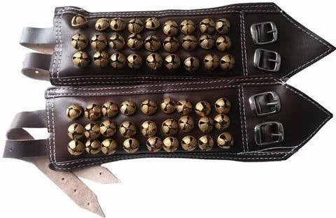images (18) Original Leather 3 Line Bharatanatyam Salangai | Brass Ghungroo Bells Anklet | Classical Dance Accessories - Image 1