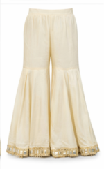 Cream Gold Georgette Kurta Sharara Set with Dupatta for Women | Festive & Wedding Ethnic Wear - Image 5