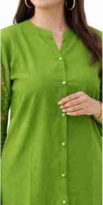 Women Green Co-ord Set | Stylish Solid Kurta Pant Set | Casual & Office Wear (M–L) - Image 3