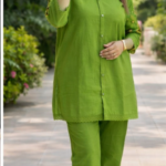 Women Green Co-ord Set | Stylish Solid Kurta Pant Set | Casual & Office Wear (M–L)