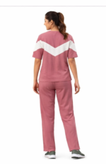 Women’s Cotton Lounge Wear Set | Stylish Co-Ord Tracksuit | Casual Activewear T-Shirt & Pant Set (Dusty Rose) - Image 4
