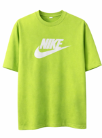 Men’s Green Printed Cotton T-Shirt with Front Logo & Back Graphic Design | Casual Round Neck Half Sleeve Tee - Image 2