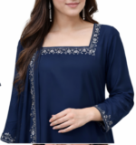 Navy Blue Georgette Kurta Sharara Set with Dupatta for Women | Elegant Party & Festive Wear - Image 6