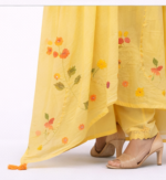 Women Yellow Anarkali Kurta Set with Dupatta | Floral Embroidered Ethnic Festive Wear - Image 6