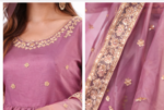 Women’s Pink Embroidered Kurta Palazzo Dupatta Set | Festive Ethnic Wear - Image 4