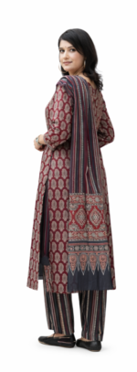 Women Maroon Printed Kurta Set with Dupatta | Ethnic Traditional Wear Suit - Image 3