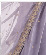 Women’s Lavender Grey Embroidered Kurta Palazzo Dupatta Set | Festive Ethnic Wear - Image 6