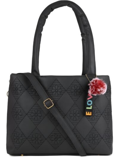 Women’s Black Floral Tote Handbag
