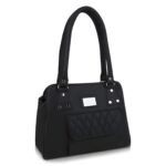 Women’s Black Handbag with Quilted Front Pocket - Image 6