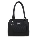 Women’s Black Handbag with Quilted Front Pocket - Image 3