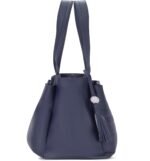 Women’s Navy Blue Tote Handbag with Long Shoulder Straps & Stylish Tassel - Image 4