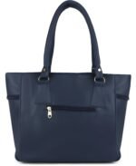 Women’s Navy Blue Tote Handbag with Quilted Front Design - Image 4