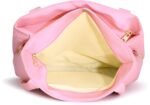 Women’s Pink Tote Handbag with Floral Pattern, Shoulder Strap & Pom-Pom Charm - Image 2