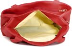 Women’s Red Tote Handbag with Spacious Interior & Secure Zipper Closure - Image 5