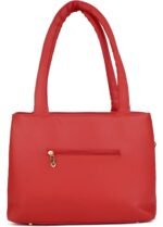 Women’s Red Honeycomb Pattern Tote Handbag with Shoulder Strap - Image 3