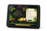 FLYSKY Activated Charcoal Scrub Soap 100g | Cold Process Handmade Soap with Vetiver & Lemon | Deep Cleansing & Exfoliating Bath Soap