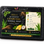FLYSKY Activated Charcoal Scrub Soap 100g | Cold Process Handmade Soap with Vetiver & Lemon | Deep Cleansing & Exfoliating Bath Soap