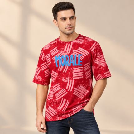 Red MORALE graphic T-shirt
